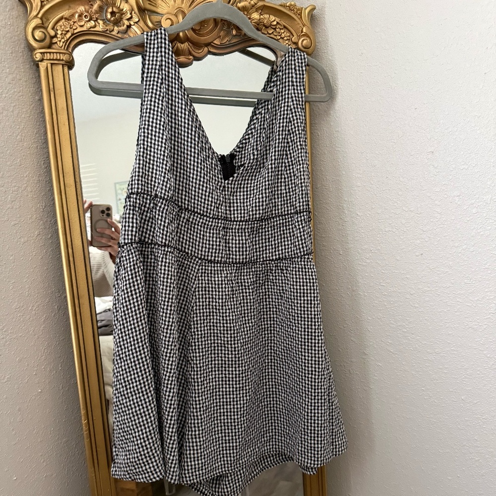 Boohoo Black & White Gingham Romper